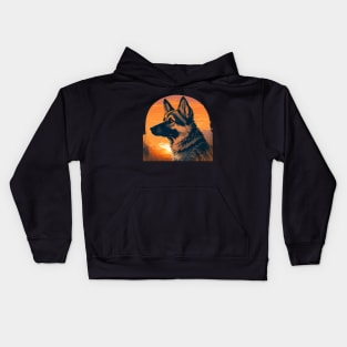 German Shepherd Sunset Kids Hoodie